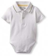 Kitestrings Baby-boys Newborn Interlock Polo Bodysuit, White, 3-6 Months