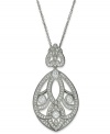 Serious sophistication from Eliot Danori. This pendant necklace shines with crystal accents and cubic zirconias (1 ct. t.w.). Set in rhodium-plated mixed metal. Approximate length: 16 inches + 2-inch extender. Approximate drop: 1-1/2 inches.