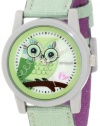 Sprout Women's ST/5512MPLG Light Green Organic Cotton Strap Blue Owl Dial Watch