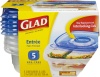 Gladware Entrée Food Storage Containers, 5-Count Packages (Pack of 6)