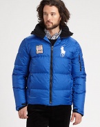 A plush down jacket is constructed with a detachable hood and adorned with Ralph Lauren's Big Pony for unparalleled cold-weather warmth and style.Zip frontStand collarSide slash pocketsAbout 28 from shoulder to hemFill: 80% down/20% other feathersNylonMachine washImported