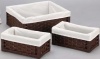 Household Essentials Set of 3 Paper Rope Storage Utility Baskets, Dark Brown Stain