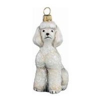 Joy to the World Collectibles European Blown Glass Pet Ornament, Toy Poodle, White