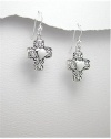 Cross Earrings In 92.5 Sterling Silver