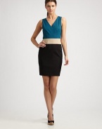 Colorblock is the word this season. Embracing the trend is as easy as donning this v-neck sheath.V-necklineSleevelessBust dartsBack zipperAbout 39 from shoulder to hem64% ramie/32% viscose/4% elastaneDry cleanImported Model shown is 5'11½ (181cm) wearing US size 4. 