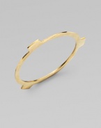 A slim bangle has an edgy, industrial look with three square tab extensions.BrassDiameter, about 3Slip-on styleImported