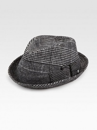 A timeless favorite, in a glenn plaid-checked wool blend, finished with a short brim and a belted band.70% polyester/30% woolDry cleanImported