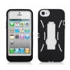 BLACK/WHITE Armor 3 IN 1 High Impact Combo Hard Soft Gel Case Stand for Apple iPhone 5