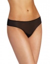 Josie by Natori Women's Fishnet Overlay Cheeky Thong, Black, Small