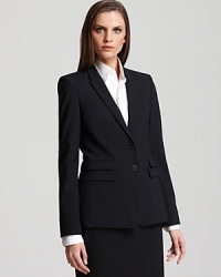 This essential BOSS Black jacket brings sophistication to the office with a sleek, one-button silhouette.