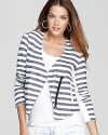 Nautical stripes lend maritime flair to this Red Haute jacket in a look fit for both seasides and sidewalks.