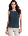 Jones New York Women's Petite Crochet Shell Sweater