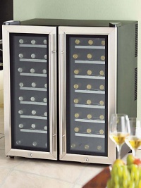 The perfect accessory for any wine lover has two compartments, each with separate temperature controls for reds and whites.