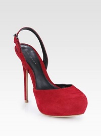 A piercing heel heightens this velvety suede pump with an adjustable slingback strap. Self-covered heel, 5¼ (130mm)Hidden platform, 1½ (40mm)Compares to a 3¾ heel (95mm)Suede upperAdjustable slingback strapLeather lining and solePadded insoleImported