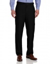 Louis Raphael Men's Striated Solid Flat Front Dress Pant with Comfort Waist