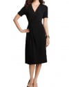 Jones New York Elegant Faux Wrap Black Madison Dress Size 0 Petite PP