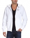 Mens Nike Classic Fleece Full Zip Hoodie White / Black 404512-100 Size Medium