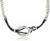 T Tahari Linked In Double Chain and Leather Necklace