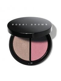 Blushed and bronzed-- it's the best of both worlds all in a sleek mirrored compact. Inspired by the look of skin bathed in afternoon light, this double-duty set creates a warm tawny glow. On one side, our ultra-soft Illuminating Bronzing Powder in Bahama Brown packs a blend of sheer powder and micro pearls for a seamlessly glowing finish all over the face. The other side boasts our silky-smooth Shimmer Blush in Pink Peony, the perfect way to add a pop of color to the apples of cheeks.