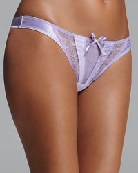 Alternating panels of satin and lace lend sophisticated style to this luxe thong from Pleasure State. Style #P37-2196W