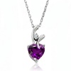 2.00 Carat tw Amethyst & White Sapphire Heart Pendant in Sterling Silver with Chain