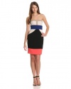 BCBGMAXAZRIA Women's Reese Strapless Color Blocked Dress, Black Combo, 0