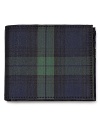 A handsome wallet in classic Black Watch plaid lends an air of traditionalism to your cash and card carrier.