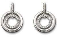 Swarovski Rhodium and Crystal Pave Circles Drop Pierced Earrings 678224