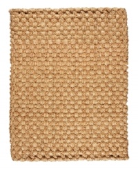 A braided weave of natural jute presents subtle coloring and lush texture in the Killimanjaro flatweave area rug. Loomed in India by hand, it offers all the softness of conventional area rugs, yet presents marked, understated flair.