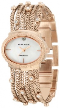 Anne Klein Women's 10/9798MPRG Swarovski Crystal Accented Diamond Dial Rosegold-Tone Chain Bracelet Watch