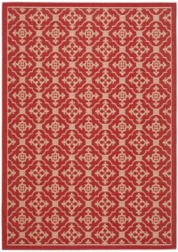 Area Rug 6x9 Rectangle Transitional Red - Creme Color - Safavieh Courtyard Rug from RugPal