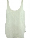 Aqua Womens Ivory Sheer Overlay Sequined Mesh Scoopneck Tank Top L