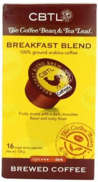 CBTL Breakfast Blend Brew Coffee Capsules By The Coffee Bean & Tea Leaf, 16-Count Box