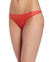 Calvin Klein Women's Shimmy Thong, Sour Cherry, Large