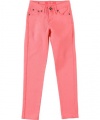 U-51 Star Skinny Jeans (Sizes 7 - 16) - neon coral, 8