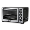 Convection bake, broil, toast, and warm functions. 60 minute timer, non stick interior. Large viewing window in durable door, soft grip knobs. Includes stainless broil pan with grill, stainless crumb tray and 2 stainless racks