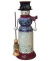 Decked out in a mixed-to-match print, this snowwoman is ready to go nuts. This wonderland nutcracker is a festive folk-inspired accent for any seasonal space.