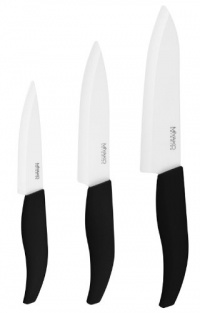 Miyako 3-piece Ceramic Knife Gift Set (6 Chef's, 5 Utility & 4 Paring), Glossy White