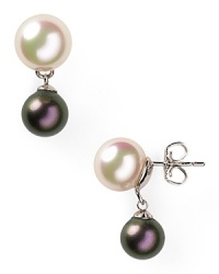 Majorica Monochrome White and Tahitian Pearl Earrings