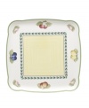 Bring the lush bounty of the French countryside to your table with this cheery square platter. Fresh summer fruits and a leaf garland adorn this durable porcelain square plates collection from Villeroy & Boch.