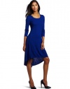 BCBGMAXAZRIA Women's Taryn High Low Hem Rib Knit Dress, Royal Blue, X-Small