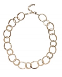 Hammer home your new look with this linked necklace with textured detail from Sequin. Crafted in 14k gold-plated mixed metal. Approximate length: 33-1/2 inches + 3-inch extender.