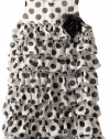 Bloome Girls 7-16 Tiered Polka Dot Dress, Black/White, 7