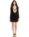 Gypsy 05 Women's Lucy Long Sleeve Mini Dress With Applique, Black, Small