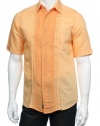 Cubavera Mens Short Sleeve Font Tucks Panel Shirt