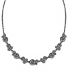 Daring and dazzling at once, this necklace from 2028 is crafted from hematite-tone mixed metal and features black glass accents for bold effect. Approximate adjustable length: 16 inches. Approximate width: 1/3 inch.