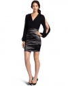 Nicole Miller Women's Techno Metal Split Sleeve Cocktail Dress, Black, 6