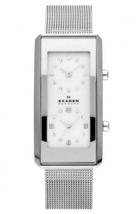 Skagen Women's 295SSS Quartz White Dial Dual Time Display Watch