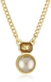 Anne Klein PALATINE Gold-Tone Champagne Colored Pearl and Topaz Pendant Necklace