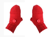 Echo Unisex Child Red Solid Pop-Top Button Knit Half Gloves OS